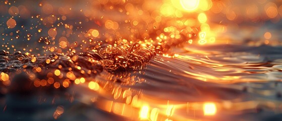 Liquid Light Refraction in Golden Hour - Dynamic Water Interaction for Product Design
