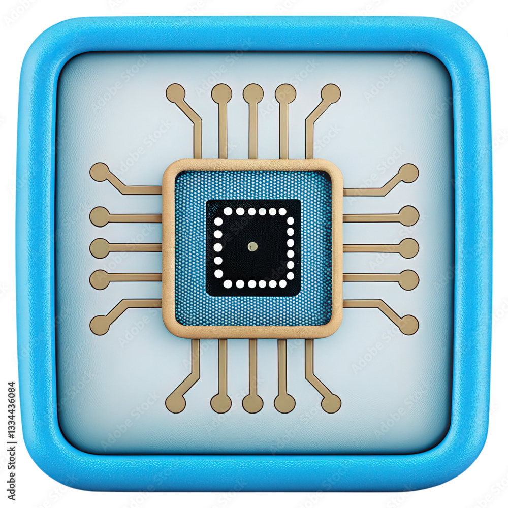 Poster a compact embedded system featuring a futuristic ai chip design.