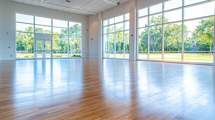 Bright Modern Interior with Large Windows and Hardwood Floor
