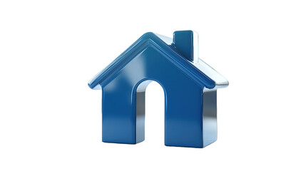 3d render blue house icon with transparent background