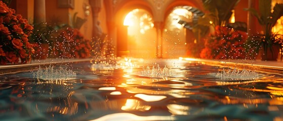 Liquid Light Refraction in Golden Hour - Dynamic Water Interaction for Product Design