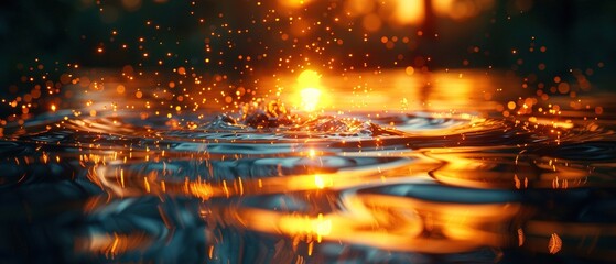 Liquid Light Refraction in Golden Hour - Dynamic Water Interaction for Product Design