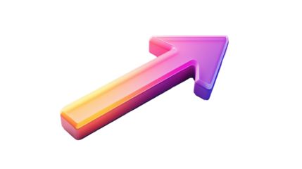 3d render icon arrow to the top right with transparent background