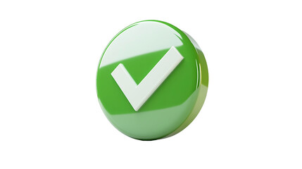 3d render of green check mark circle with transparent background