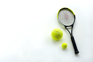Tennis racket with a yellow ball in between them