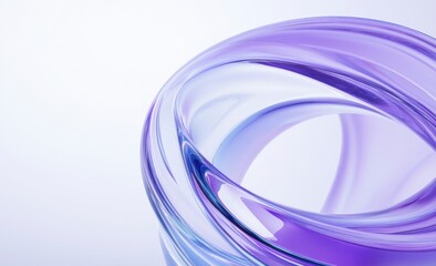 Abstract purple and blue glass spiral background, isolated on white studio lighting