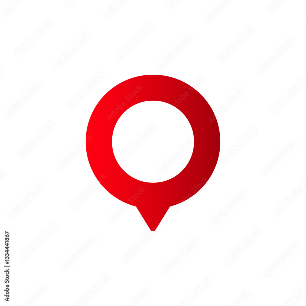 Poster red map pointer icon with a simple and elegant gradient style, symbolizing location or direction.