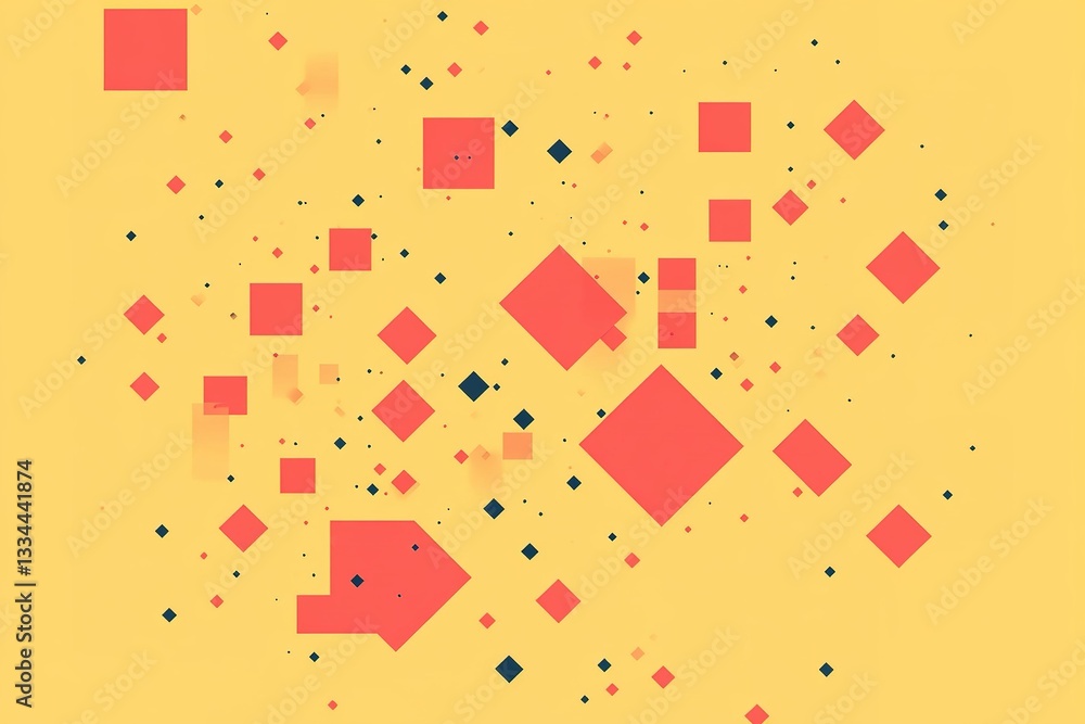Poster geometric pattern of squares on a light yellow background creating a modern aesthetic