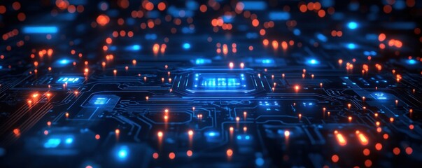 Futuristic Digital Circuit Board Design Modern Technology Background Abstract Vector Art