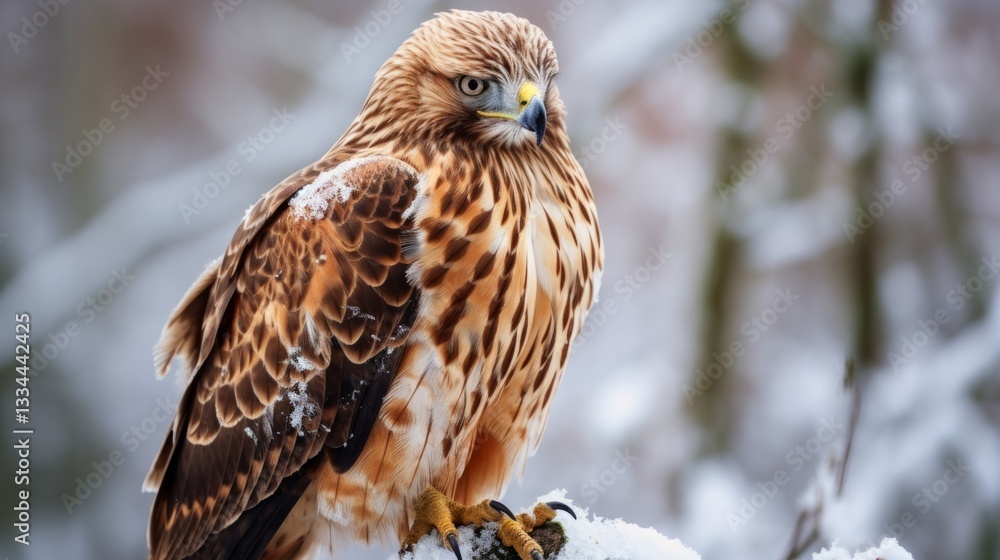 Aufkleber ferruginous hawk perched on a branch in natural habitat, close-up view of a large bird of prey with 