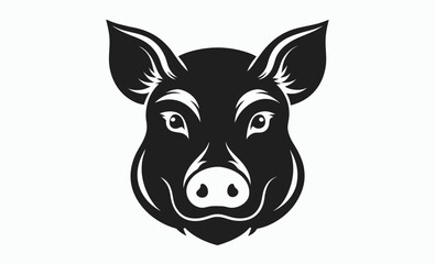 Pig head silhouette vector icon, pig head silhouette, pig icon vector isolated on white background. 