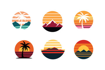 sea beach palm trees with flying bird vector