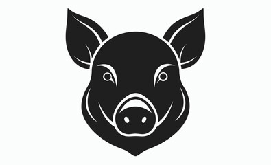 Pig head silhouette vector icon, pig head silhouette, pig icon vector isolated on white background. 