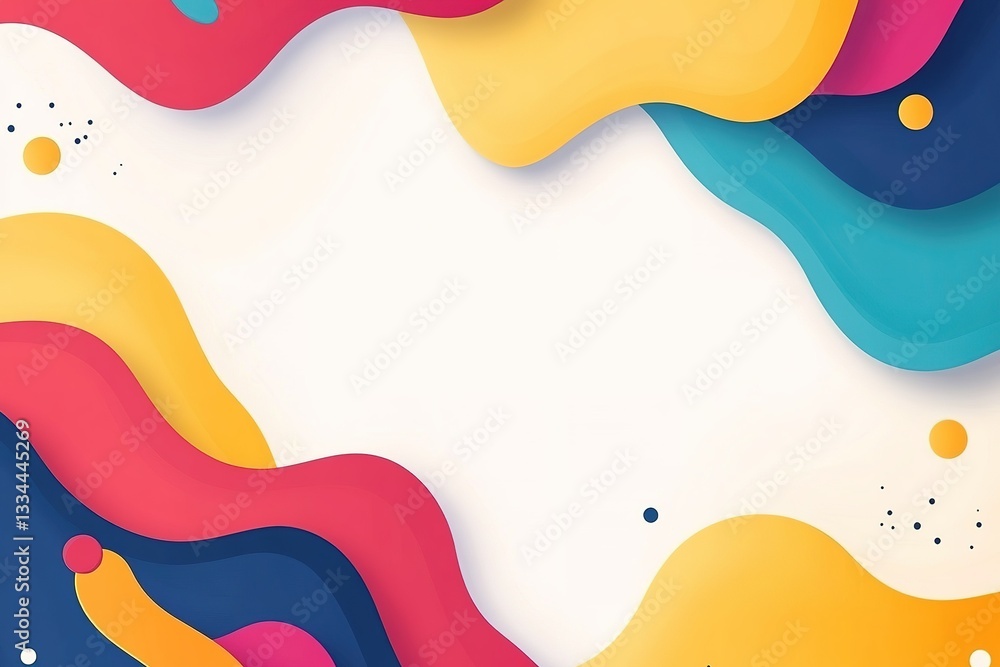 Poster colorful fluid shapes background abstract design with white space for text or graphics