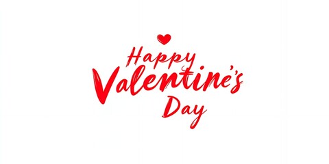 Happy Valentine s Day Red Script Text with Heart Graphic Design