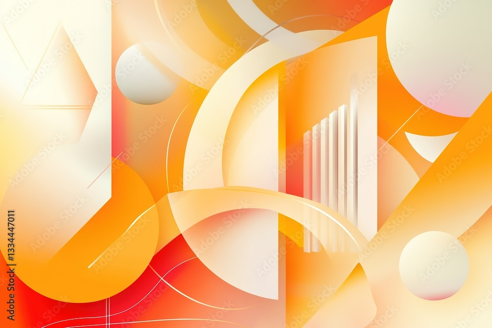 Poster abstract orange gradient background with overlapping shapes and dynamic composition