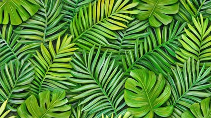 Naklejka premium Lush Tropical Leaf Background
