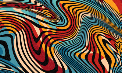 Abstract Y2k Cool Gradient Trendy Colorful Geometric Vivid Optical Illusion Backdrop. Psychedelic Art Pastel hand drawn groovy vaporwave trippy distorted style with light diffraction effect background