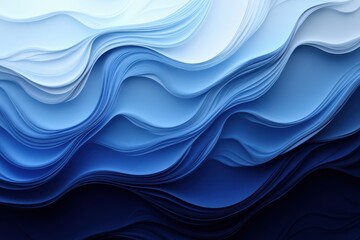 Fototapeta premium Abstract Blue Paper Waves Texture Background Design