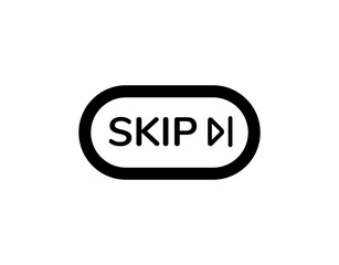Skip button icon for digital interfaces. designed with forward arrow in a sleek oval form.
