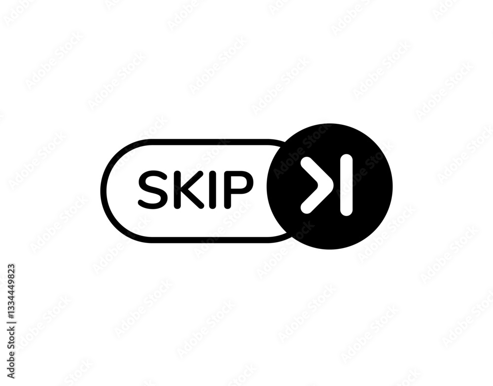 Poster a black button labeled continue with a right arrow icon. used for advancing in menus, apps, or digit