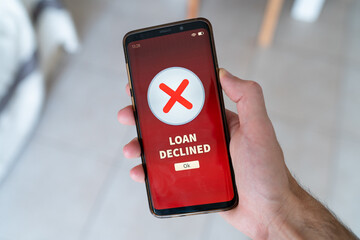 Loan declined notification on smart phone.