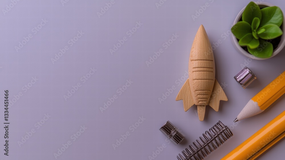 Poster two pencils placed neatly side by side on a clean white surface with soft shadowing effects