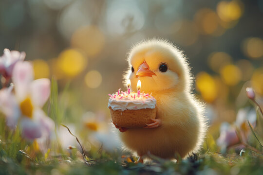 Cute and Colorful Chick Birthday Card
