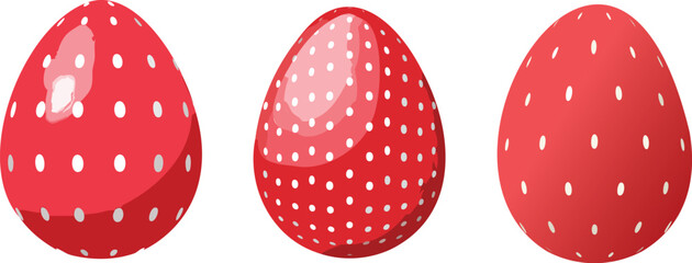 Red Easter Eggs with Geometric Dots Pattern Vector Set. Minimalist Easter Eggs Decorated with Dotted Patterns. Modern Geometric Dot Design Easter Eggs Collection