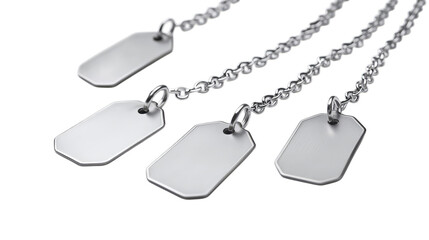 Fototapeta premium Silver blank dog tags on chains for custom engraving and personalization