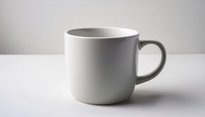 Obraz premium Minimalist ceramic coffee mug on a pure white background.