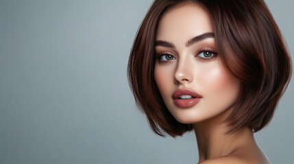 Naklejka premium A woman with brown hair and a short haircut