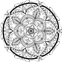 Intricate Black and White Mandala Pattern for Mindful Coloring Meditation