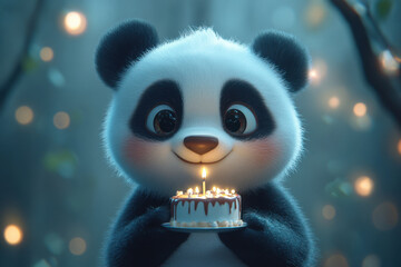 Fototapeta premium Panda Says, Have a Wildly Fun Birthday!