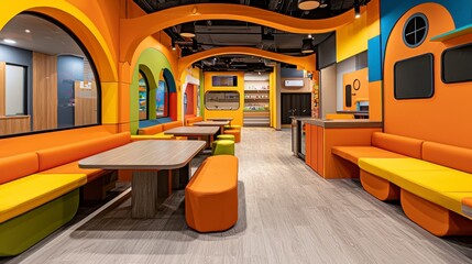 Bright Orange and Yellow Children's Play Area Interior