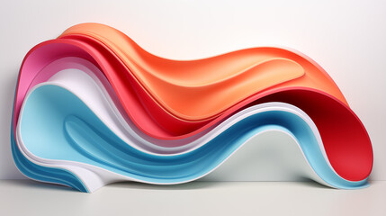 Abstract multicolored wavy shapes with multicolored balls, orange, yellow, red, blue, color image, isolated on a white background, without people, ai