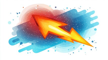 Naklejka premium Bright Lightning Bolt on Abstract Colored Background with Artistic Brush Stroke Effects