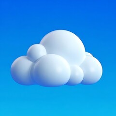 White 3d clouds set isolated on a blue background. Render soft round cartoon fluffy clouds icon