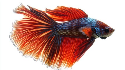 Fototapeta premium Colorful Betta Fish Profile Against White Background