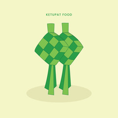 ketupat Ied mubarak food Ketupat food. Ramadan food. Indonesian food. Ketupat rice dumpling asian traditional food illustration in 2d vector for Eid Al-Fitr. Traditional fasting after Ramadan.