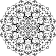 Intricate Black and White Mandala Pattern for Mindful Coloring Meditation
