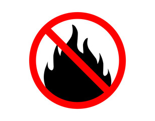No Fire Sign Symbol – Red Circle with Flames and Slash