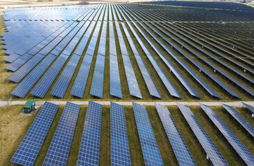 Aerial view of solar panels 