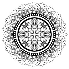 Intricate Black and White Mandala Pattern for Mindful Coloring Meditation