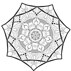 Intricate Black and White Mandala Pattern for Mindful Coloring Meditation