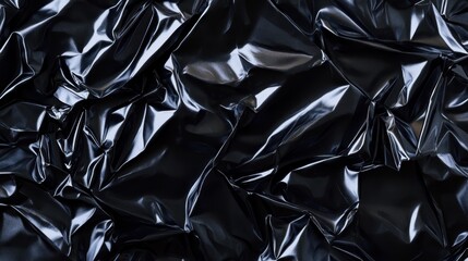 Torn and scrunched black plastic poster with high contrast and deep textures for a gritty look.