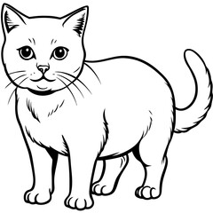 Obraz premium a cute cat in black and white illustration
