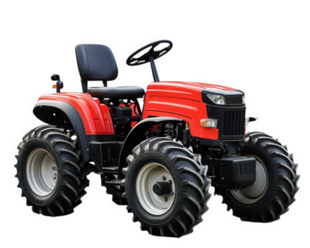 small, compact tractor designed for home gardening, featuring lightweight build and robust tires for easy maneuverability. Ideal for various gardening tasks