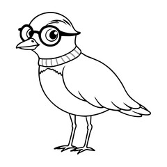 Obraz premium a bird wearing glasses, looking smart and intellectual. The image is a line art illustration, with the bird wearing a pair of spectacles and a stylish collar