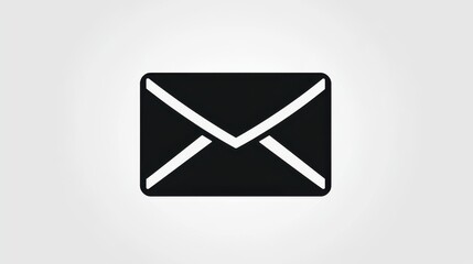 Minimalist black and white envelope icon, representing email, communication, and message concepts. Ideal for digital or print use. 